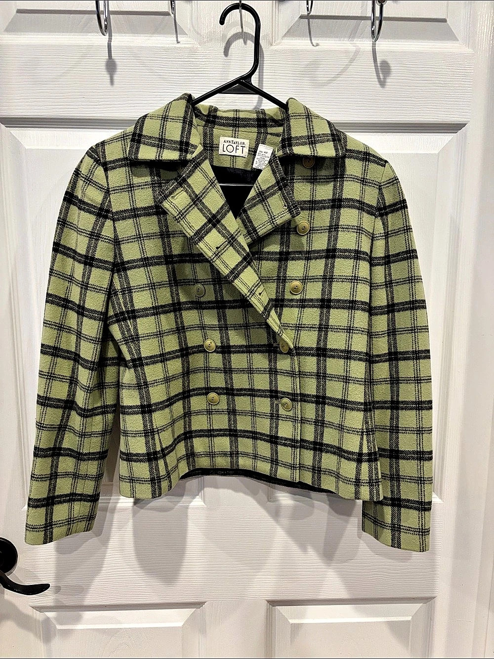Vintage Ann Taylor Loft, Y2K Plaid Blazer, Chartreuse Green Sized 4 Petite